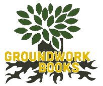 a geometric representation of a tree with widespread roots and green leaves, emblazoned with the words 'Groundwork Books'