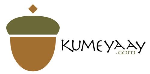 graphic of an acorn next to the phrase 'Kumeyaay.com'