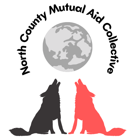 logo of North County MAC, which shows two wolves howling at a moon