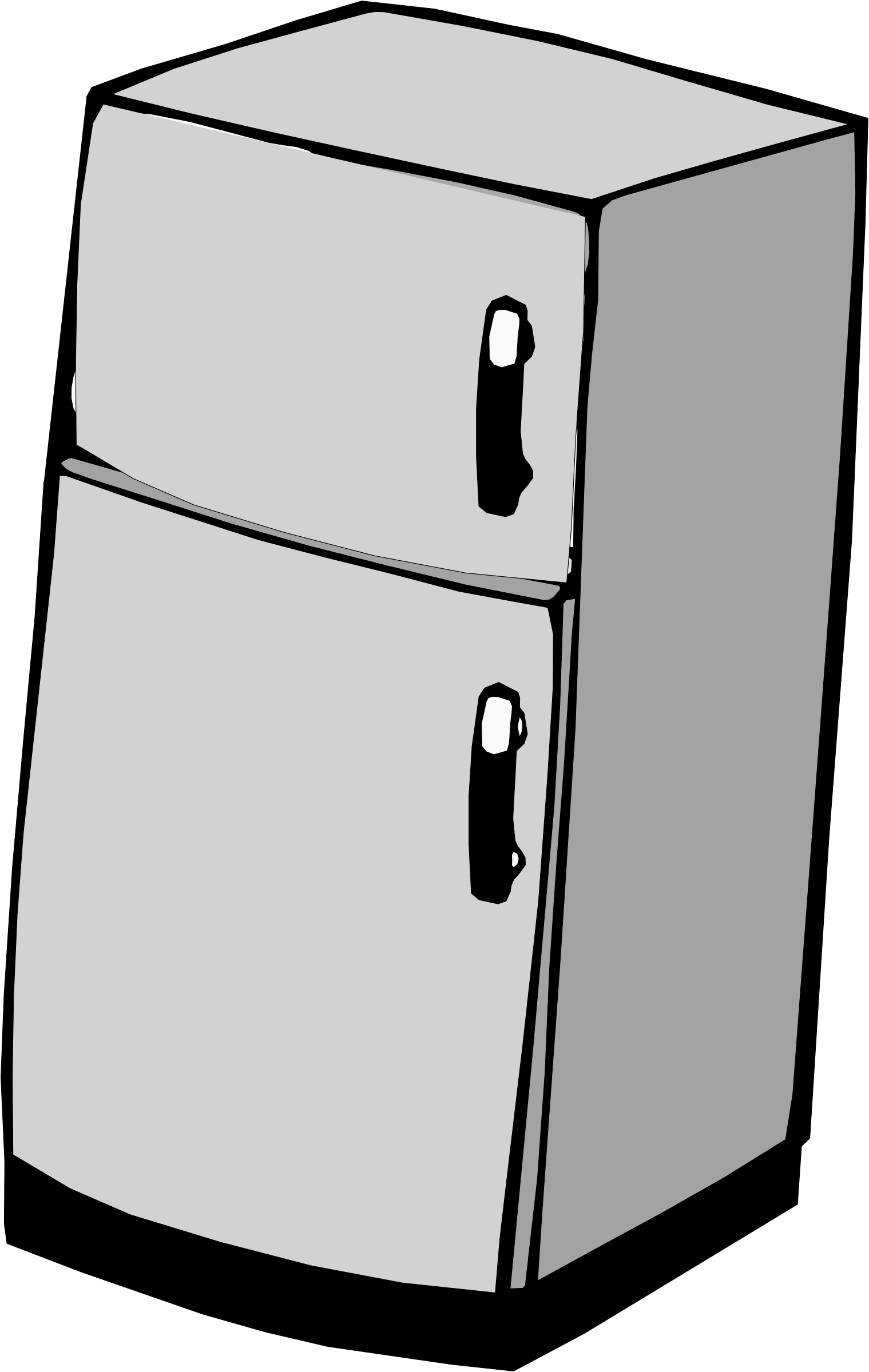 isometric view of a gray cartoon refrigerator