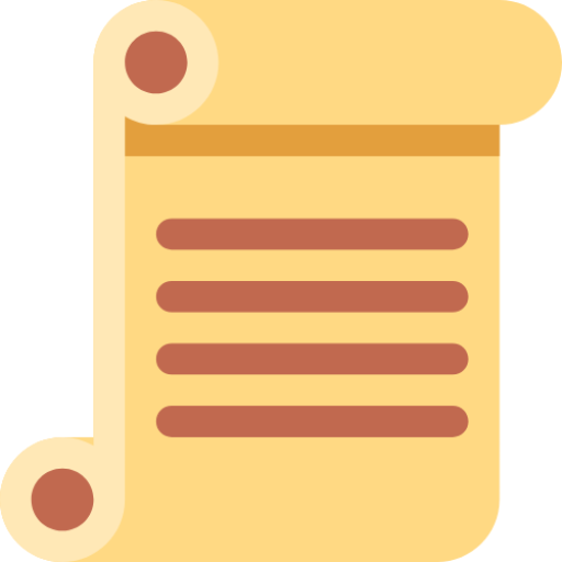 emoji of a scroll with scribbled writing on it